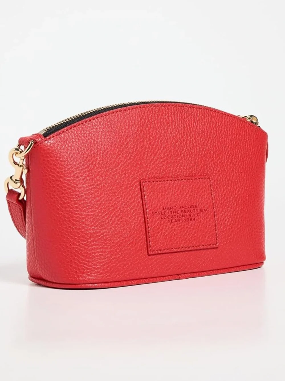 New Marc Jacobs Red Pebbled Leather Beauty Bag Pouch Wristlet